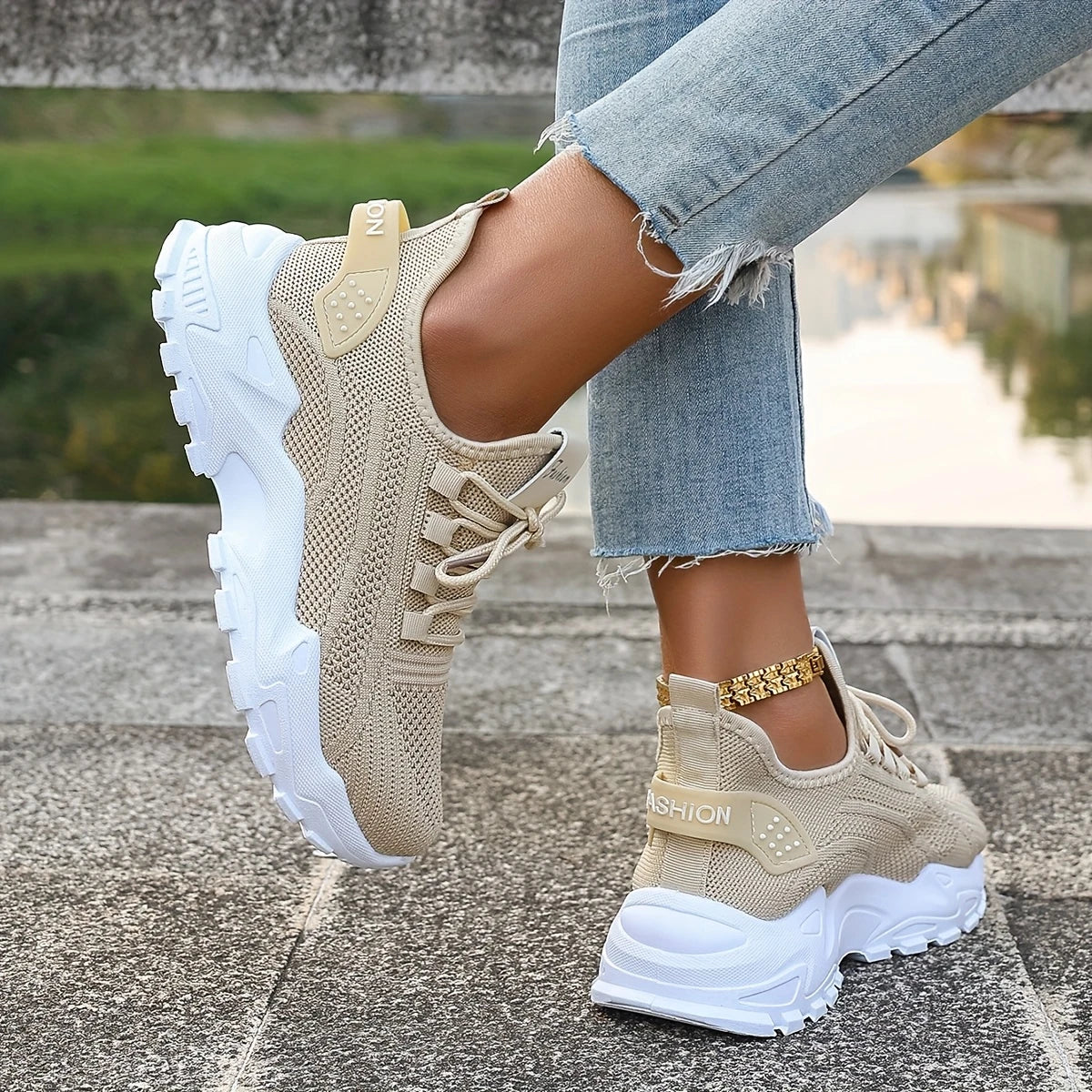 ANNIE™ ADIDAȘI DE DAMĂ DIN MATERIAL TRICOTAT RESPIRABIL